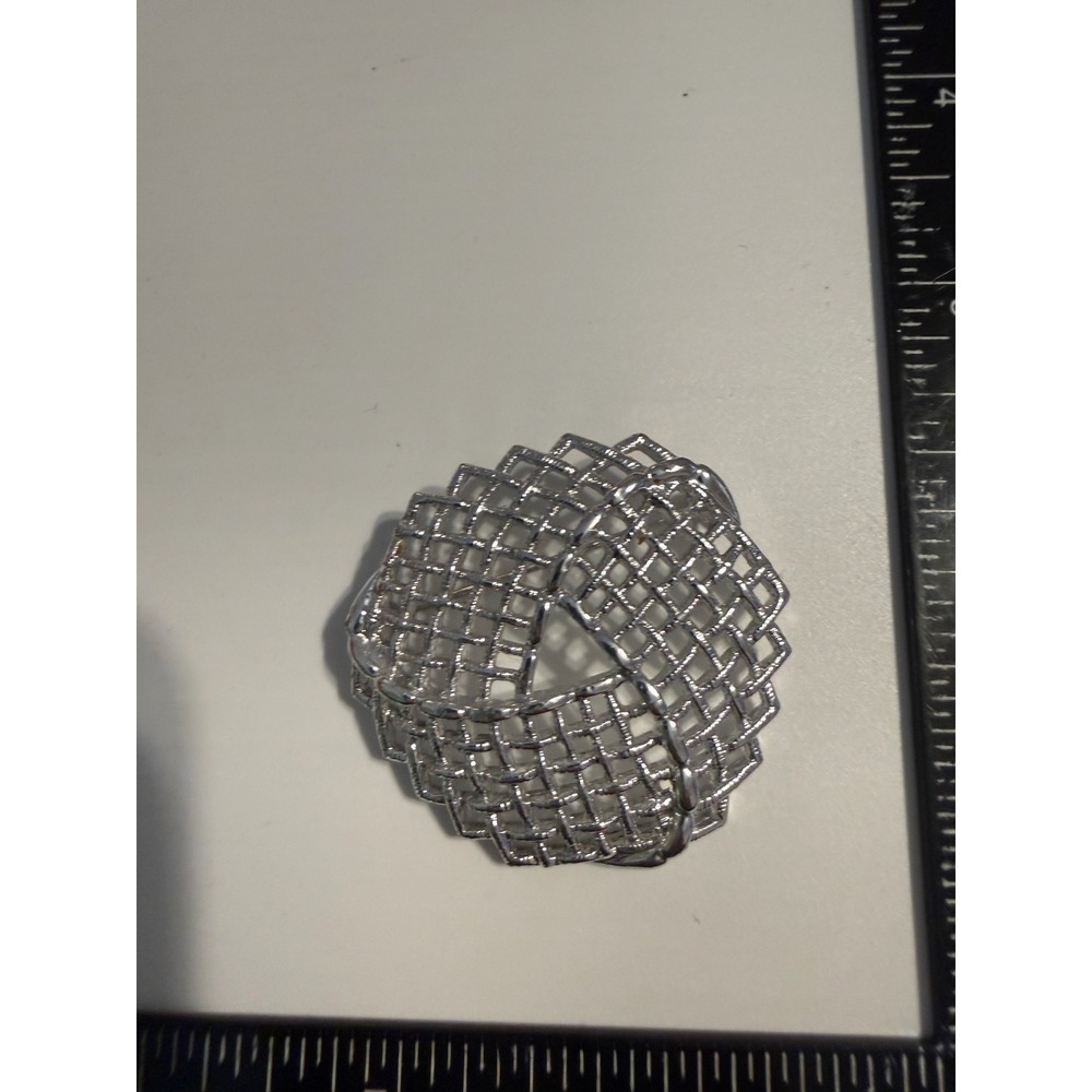 Vintage Sarah Coventry Silver Tone Geometric Lattice Mesh Brooch Pin Modernist